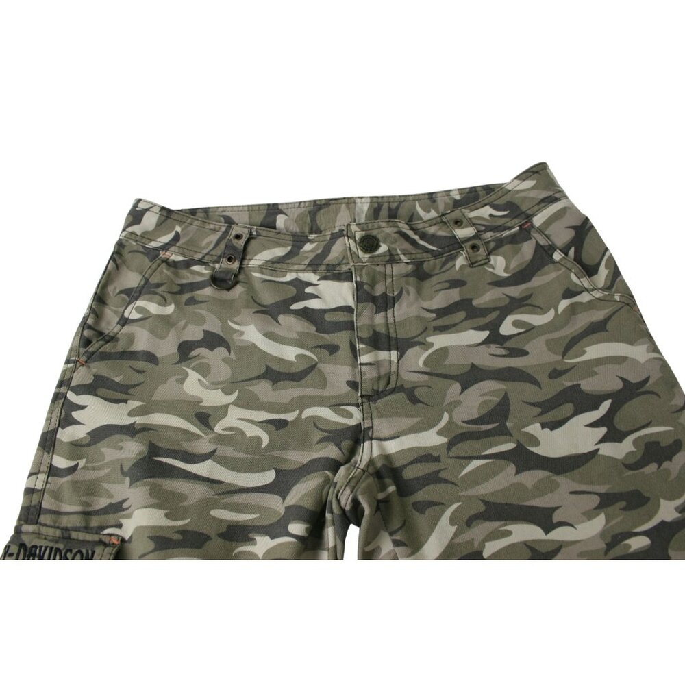 Harley-Davidson Camouflage Cargo Pants Women's Size 8 Cotton Blend Army Green - Picture 7 of 12